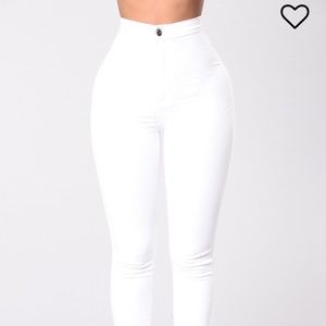 Super High Waist Denim Skinnies- White